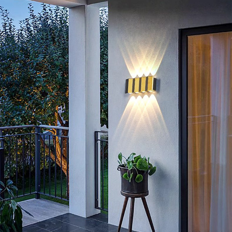 Moderne Einfachheit Wasserdichte Aluminium Rechteckige Gebogene Auf- und Abwärts LED Wandleuchte Lampe für Außenpatio
