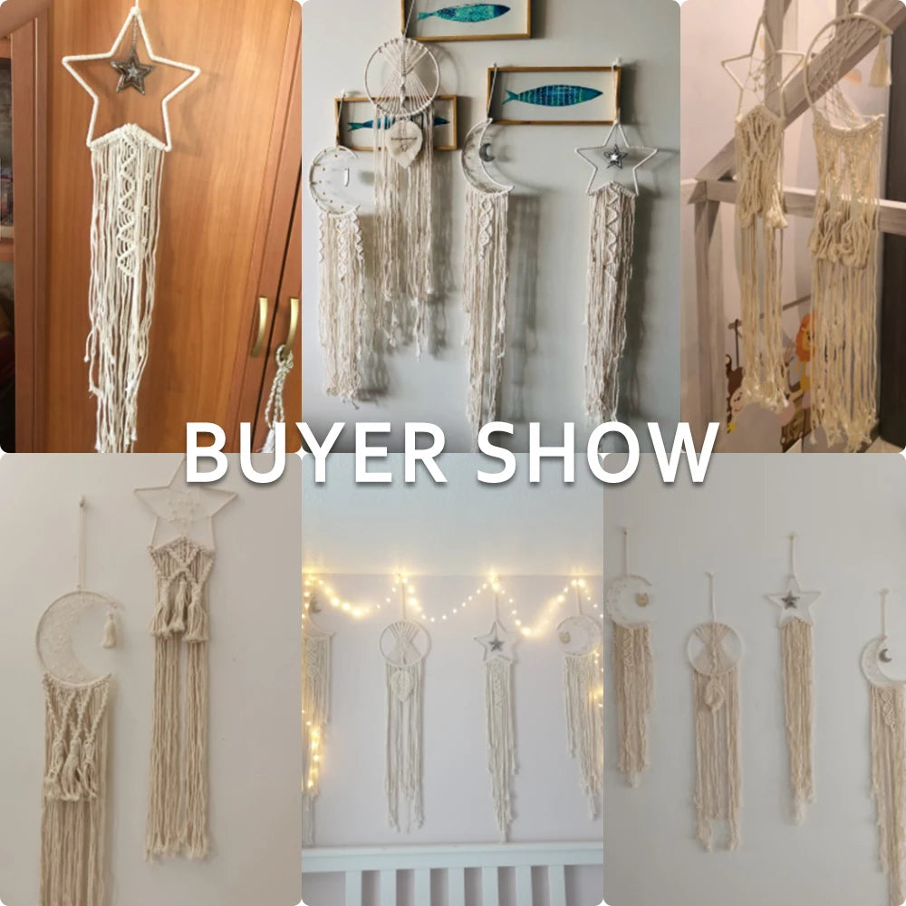 2+1 gratis! Makramee-Mond-Dekoration – Traumfänger im Boho-Stil für Ihre Wand - makramee