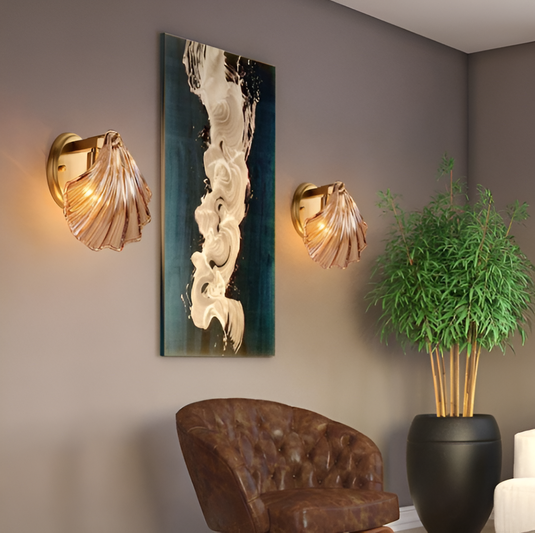 ChicShell - Minimalistische Glasschalen-Wandleuchte mit Druckknopfschalter