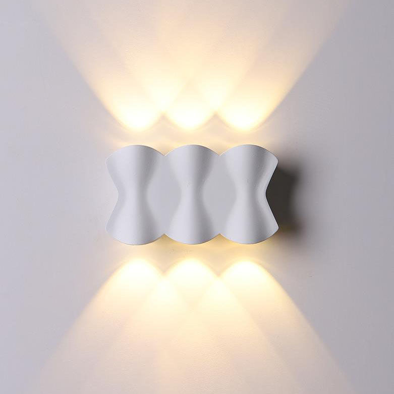 Moderne Einfachheit Rechteck Welle Aluminium LED Außenwandleuchte Lampe Für Außenpatio