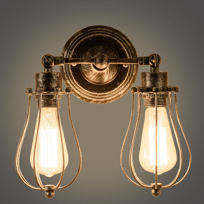 Traditionelle Kolonial Kürbis Eisen 2-Lampen Wand Sconces Lampe Für Wohnzimmer