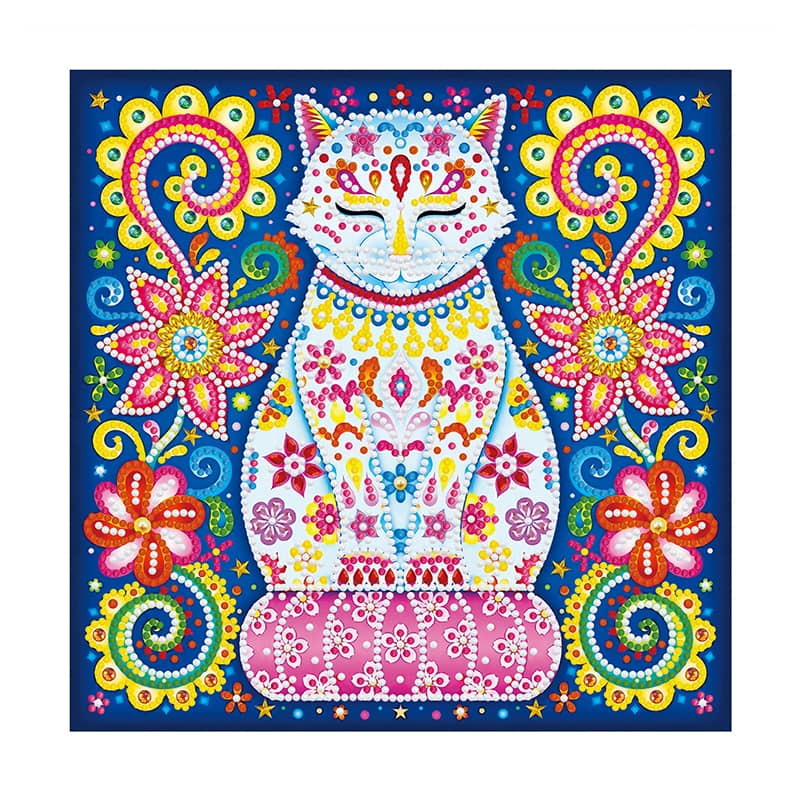 2+1 gratis! | Diamond Painting Nachtleuchtend - Katze mit Blumen