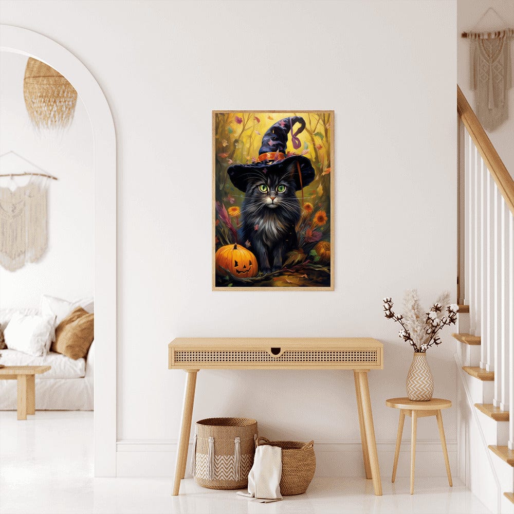 2+1 gratis! | Diamond Painting - Katzenhexe mit Kürbis