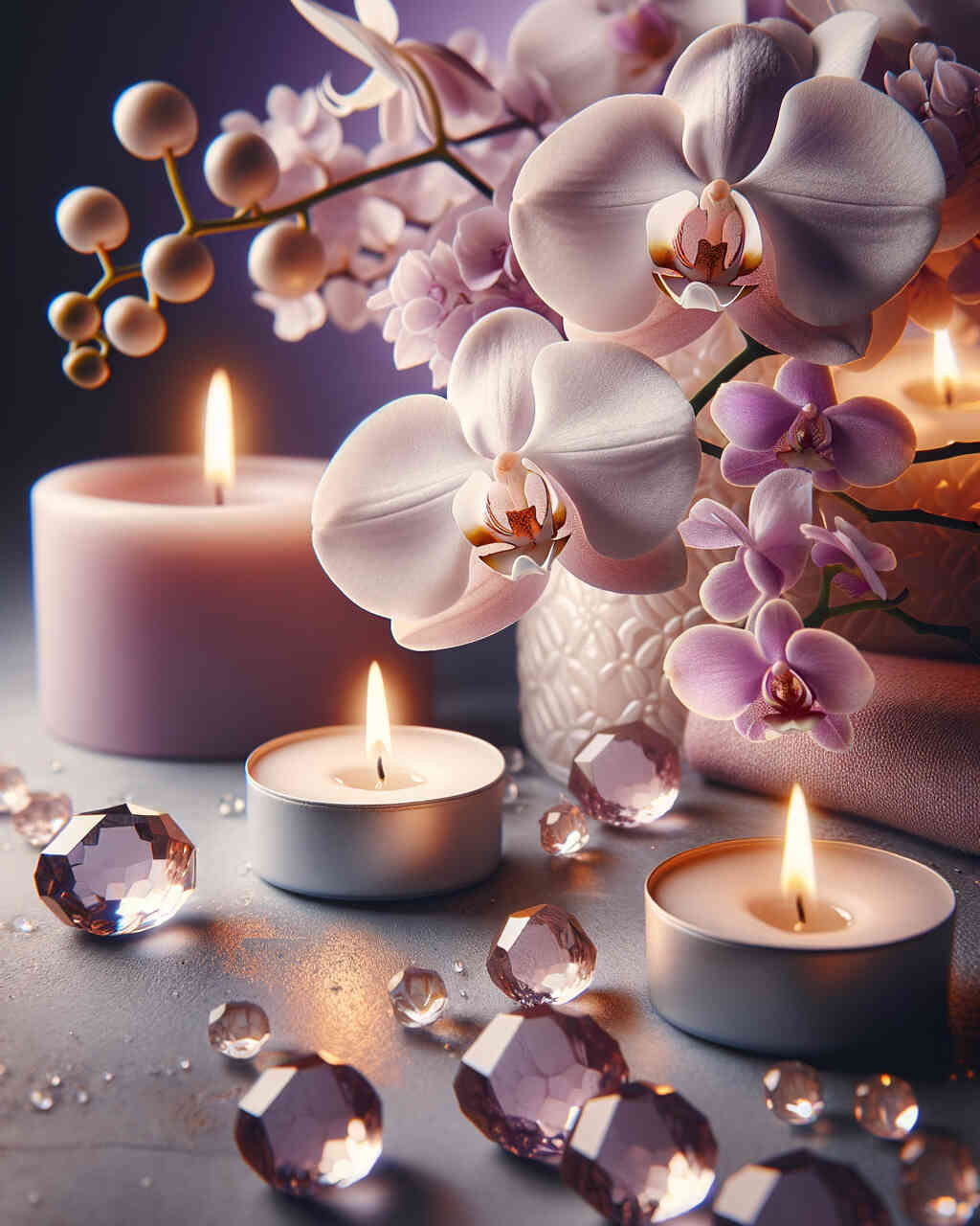 2+1 gratis! | Diamond Painting - Orchidee Teelichter