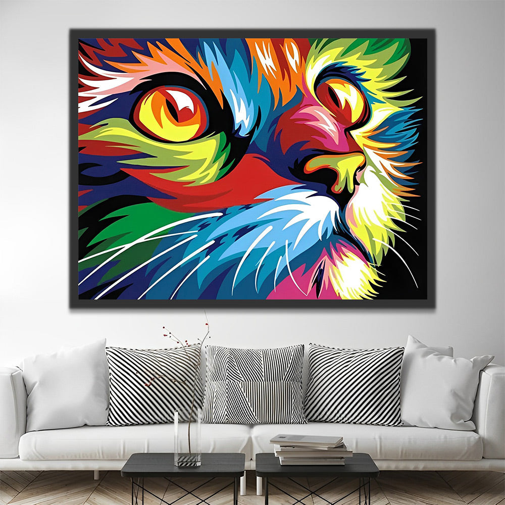 2+1 gratis! - Malen nach Zahlen - Bunte Katze Pop Art Malen nach Zahlen