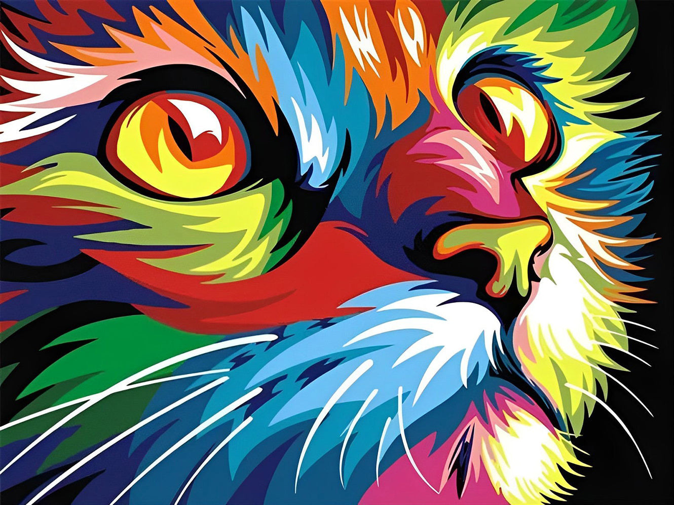 2+1 gratis! - Malen nach Zahlen - Bunte Katze Pop Art Malen nach Zahlen