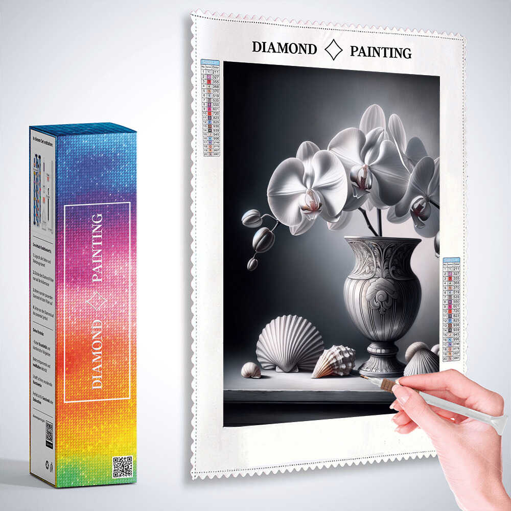 2+1 gratis! | Diamond Painting - Weiße Orchidee in Vase