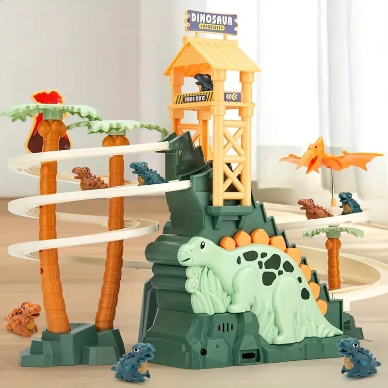 Dinosaurier Kinderspielzeug - Dino-Spielzeug - Autorennbahn im Dino-Stil