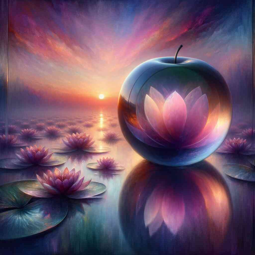2+1 gratis! | Diamond Painting - Glas Apfel Seerosen im Meer