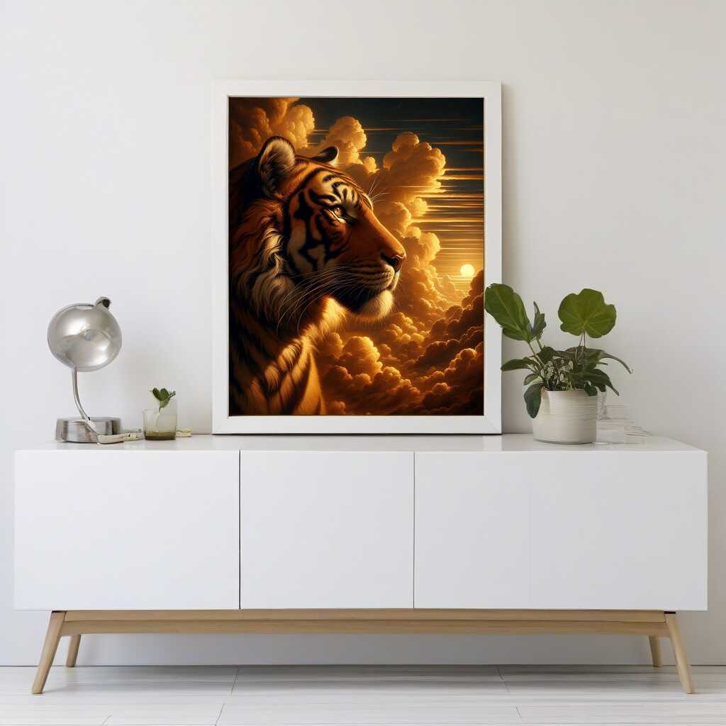 2+1 gratis! | Diamond Painting - Tiger schaut in den Himmel