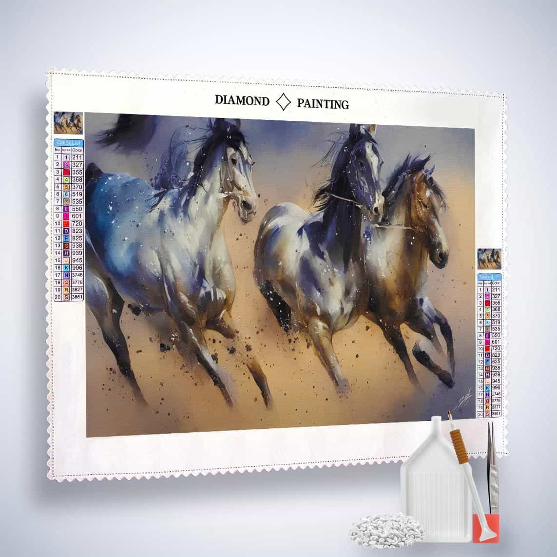 2+1 gratis! | Diamond Painting - Pferde im Galopp
