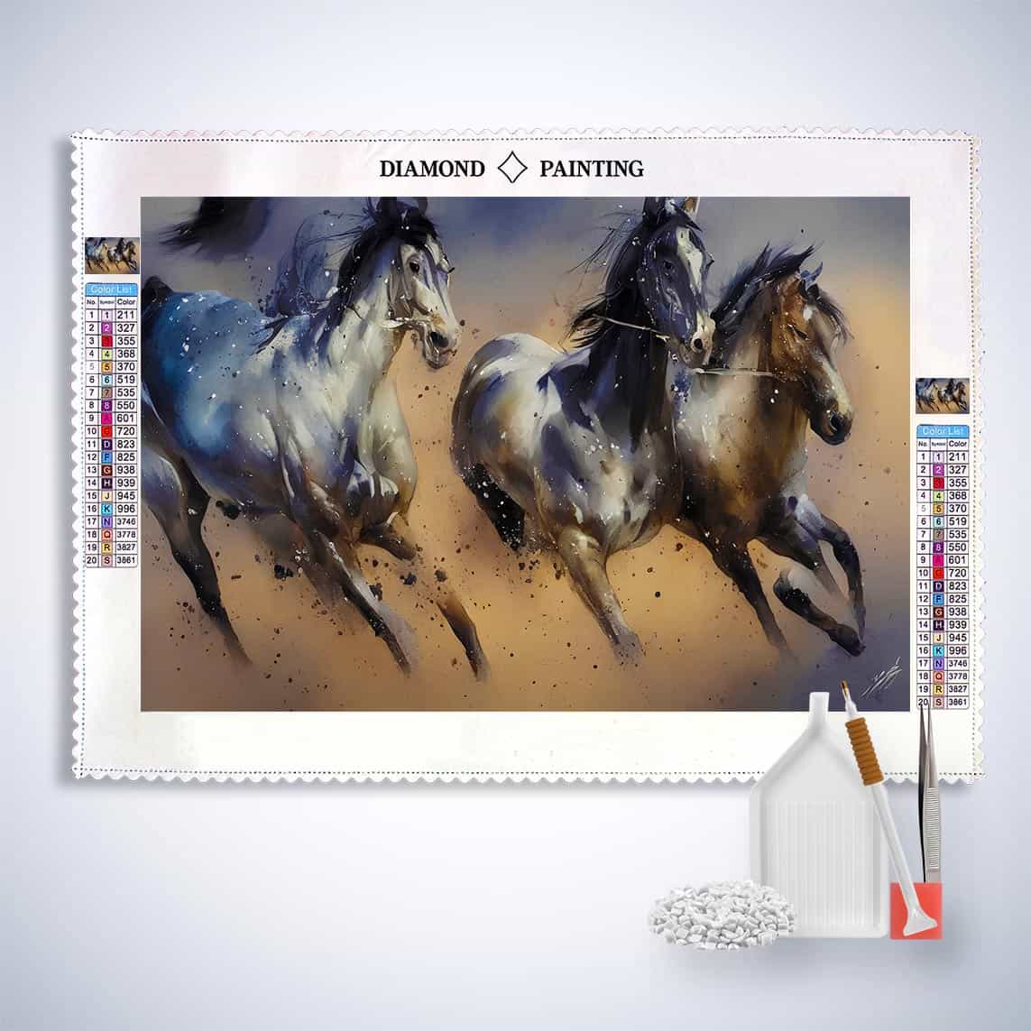 2+1 gratis! | Diamond Painting - Pferde im Galopp