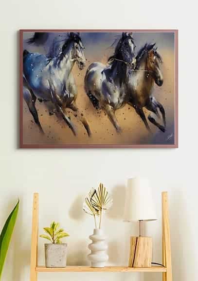 2+1 gratis! | Diamond Painting - Pferde im Galopp