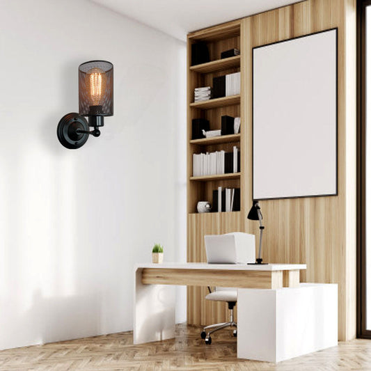 Traditionelle Bauernhaus Eisen-Maschen-Zylinder 1-Licht Wandleuchte Lampe für Wohnzimmer