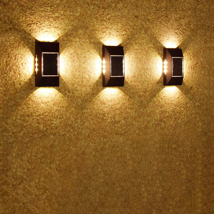 Moderne Einfachheit Solar Sensor Rechteck ABS Kunststoff LED Außen Wand Sconce Lampe Für Garten