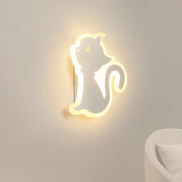 Moderne Schlichtheit Cartoon Katze Eisen Acryl LED Wandlampe für Schlafzimmer