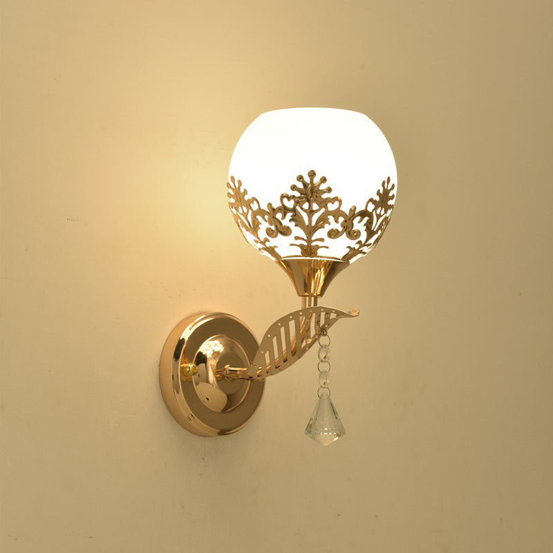 Moderne Minimalistische Runde Blumen Eisen Glas 1-Licht Wandleuchte Lampe für Schlafzimmer