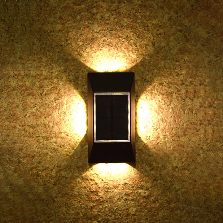 Moderne Einfachheit Solar Sensor Rechteck ABS Kunststoff LED Außen Wand Sconce Lampe Für Garten
