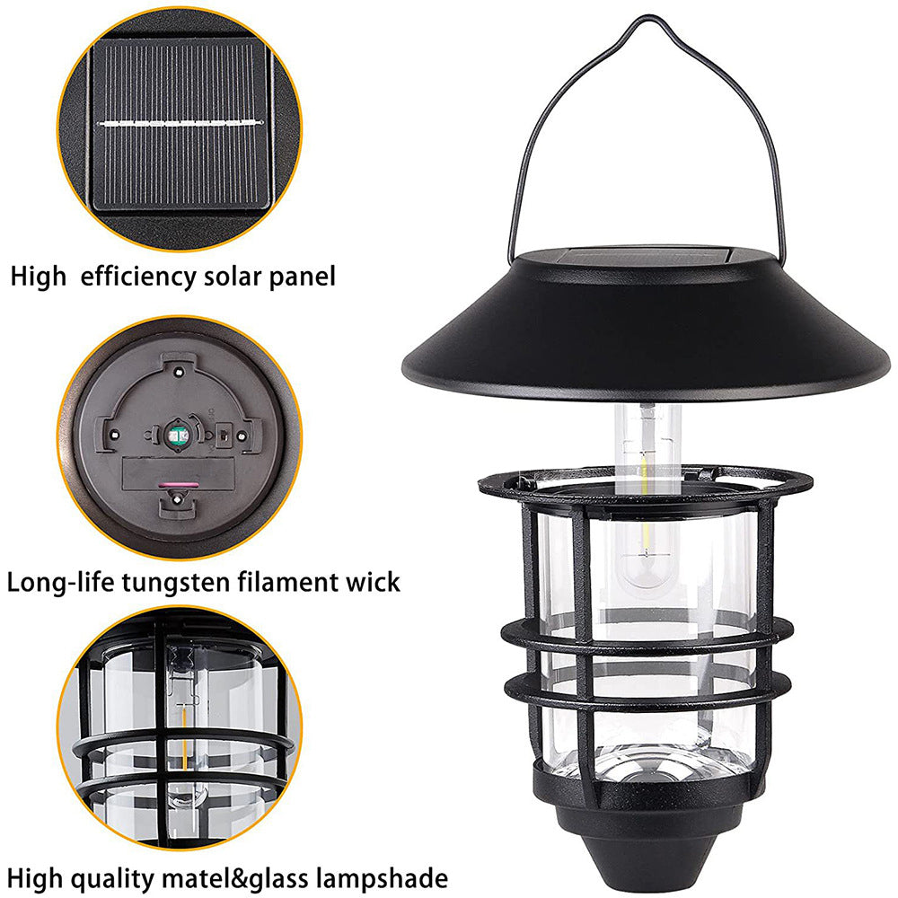 Zeitgenössische Retro Solar Wasserfest Aluminium Glas Laterne Zylinder 1-Licht Hängende Wand Sconce Lampe Für Outdoor Patio