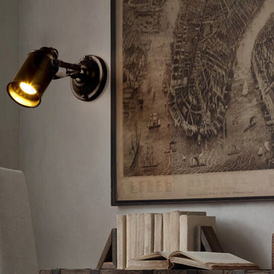 Traditionelle Vintage Zylinder Eisen 1-Licht Wand Sconce Lampe für Schlafzimmer