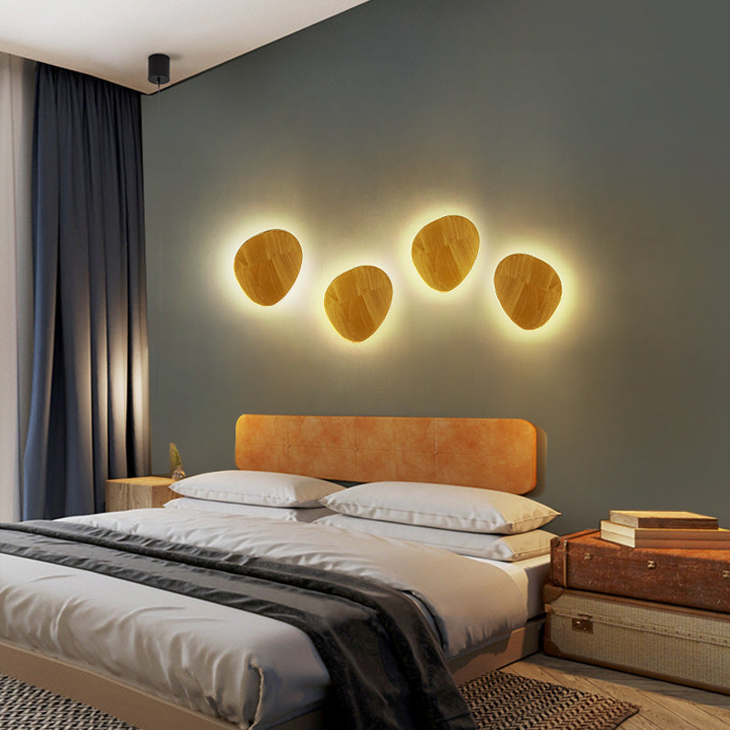 Moderne Minimalistische Runde Irreguläre Oval Holz LED Wandleuchte Lampe Für Wohnzimmer