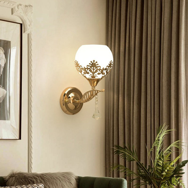 Moderne Minimalistische Runde Blumen Eisen Glas 1-Licht Wandleuchte Lampe für Schlafzimmer