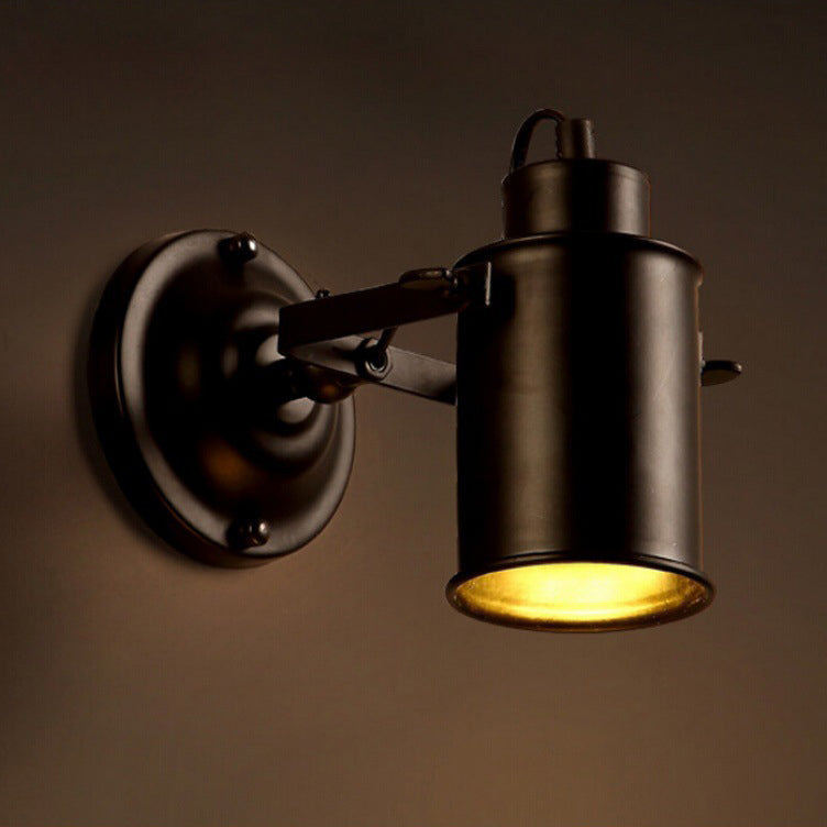 Traditionelle Vintage Zylinder Eisen 1-Licht Wand Sconce Lampe für Schlafzimmer