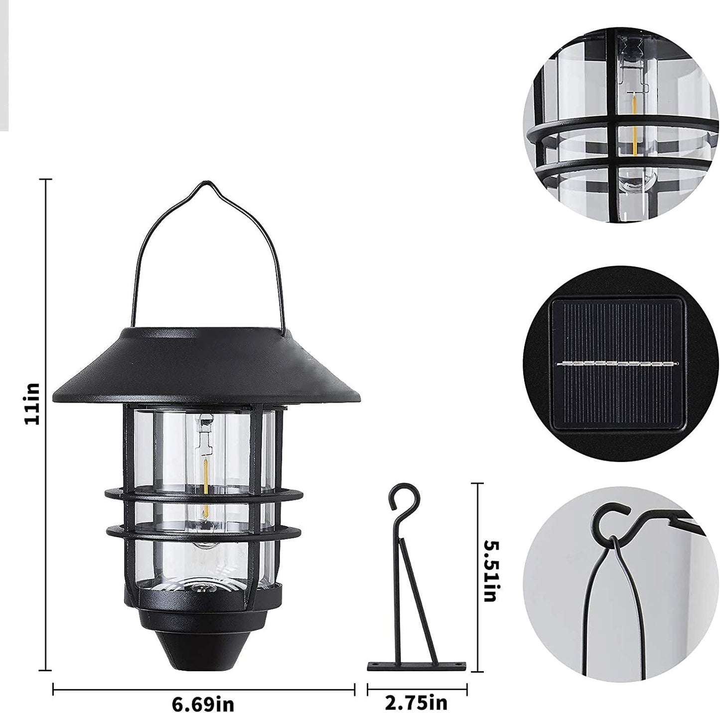 Zeitgenössische Retro Solar Wasserfest Aluminium Glas Laterne Zylinder 1-Licht Hängende Wand Sconce Lampe Für Outdoor Patio