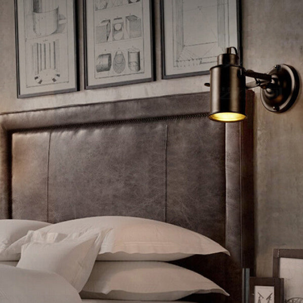 Traditionelle Vintage Zylinder Eisen 1-Licht Wand Sconce Lampe für Schlafzimmer