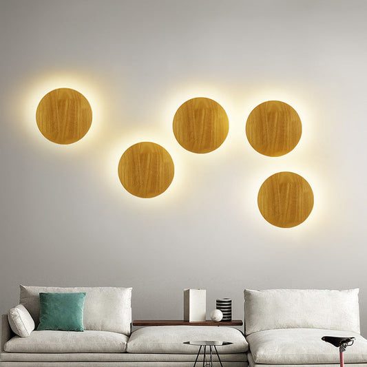 Moderne Minimalistische Runde Irreguläre Oval Holz LED Wandleuchte Lampe Für Wohnzimmer