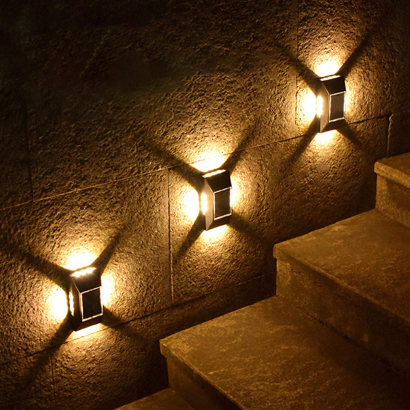 Moderne Einfachheit Solar Sensor Rechteck ABS Kunststoff LED Außen Wand Sconce Lampe Für Garten