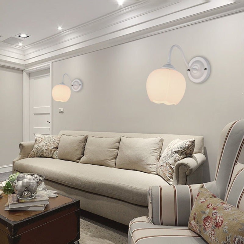 Modern Minimalist Floral Eisen Glas 1-Licht Wandlampe Für Schlafzimmer