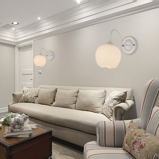 Modern Minimalist Floral Eisen Glas 1-Licht Wandlampe Für Schlafzimmer