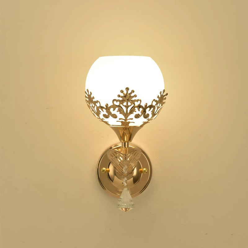 Moderne Minimalistische Runde Blumen Eisen Glas 1-Licht Wandleuchte Lampe für Schlafzimmer