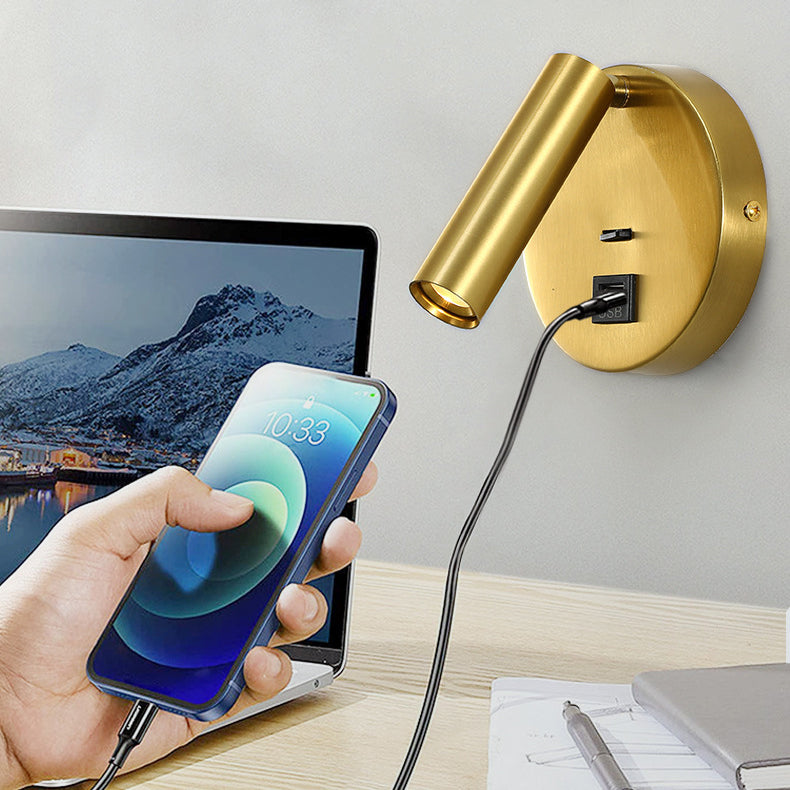 Moderner minimalistischer drehbarer Zylinder Aluminium Eisen LED Wandleuchte Lampen für Wohnzimmer