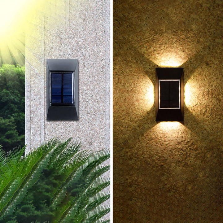 Moderne Einfachheit Solar Sensor Rechteck ABS Kunststoff LED Außen Wand Sconce Lampe Für Garten