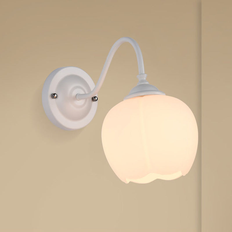Modern Minimalist Floral Eisen Glas 1-Licht Wandlampe Für Schlafzimmer