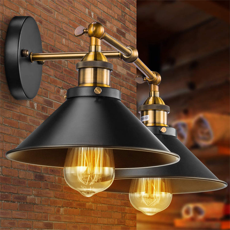 Zeitgenössische industrielle konische Rohr Eisen 2-Lampen Wandschalter Lampe für Wohnzimmer