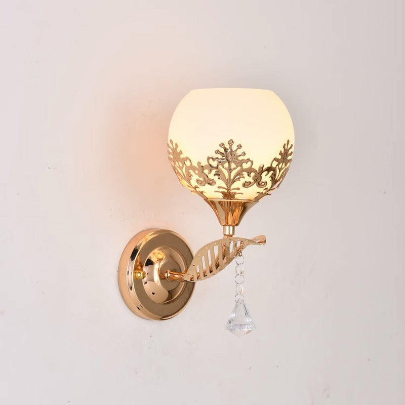 Moderne Minimalistische Runde Blumen Eisen Glas 1-Licht Wandleuchte Lampe für Schlafzimmer