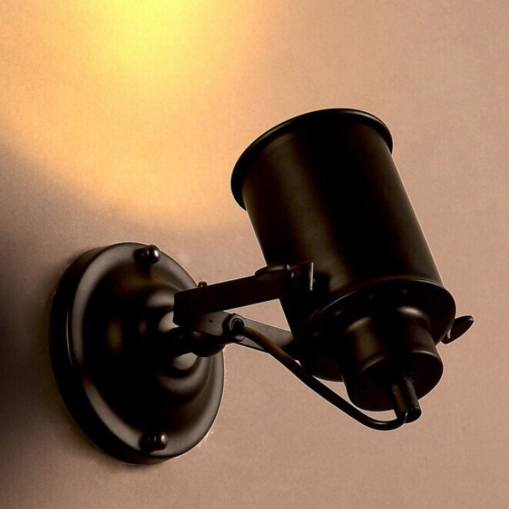 Traditionelle Vintage Zylinder Eisen 1-Licht Wand Sconce Lampe für Schlafzimmer