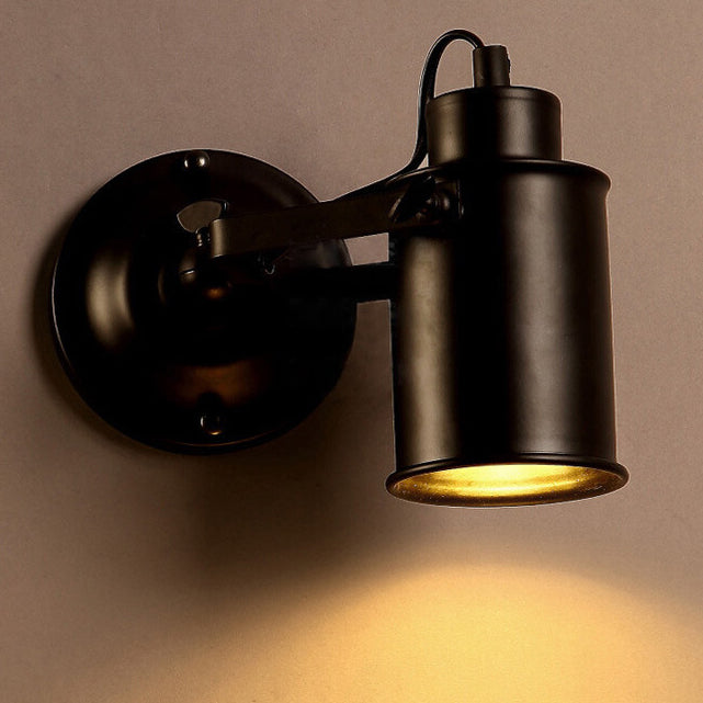 Traditionelle Vintage Zylinder Eisen 1-Licht Wand Sconce Lampe für Schlafzimmer