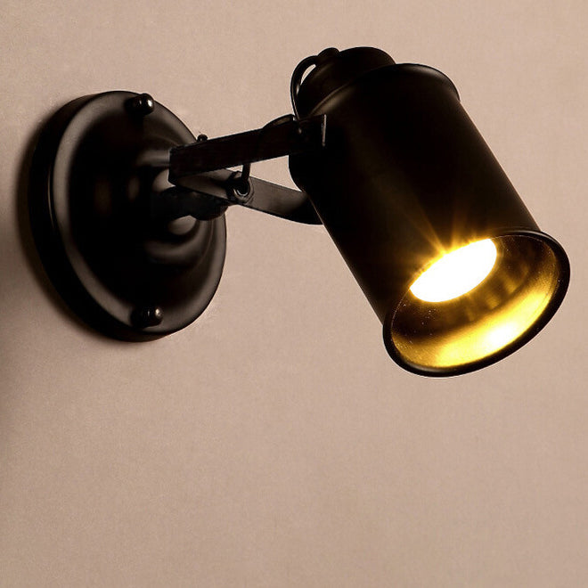 Traditionelle Vintage Zylinder Eisen 1-Licht Wand Sconce Lampe für Schlafzimmer