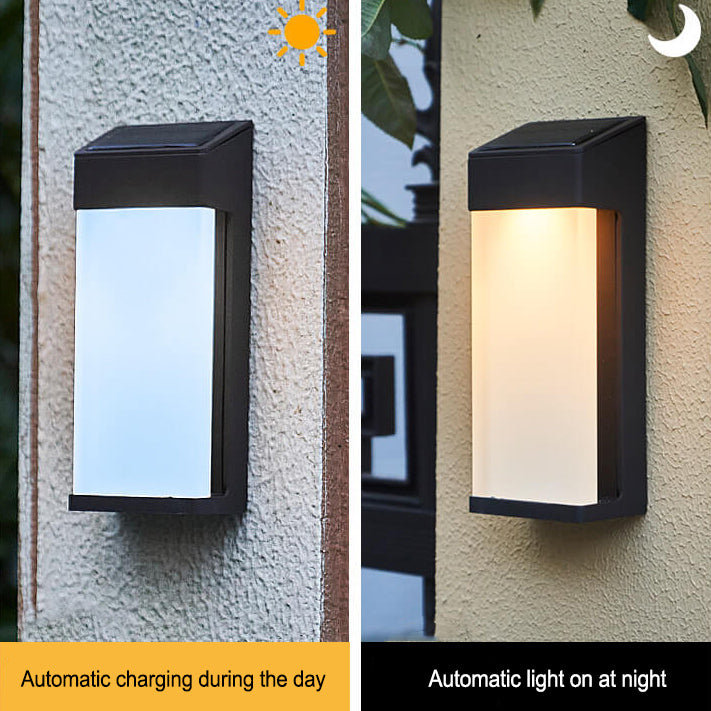Solar Square Frosted Glass Wasserdicht Außen LED Wandleuchte Lampe