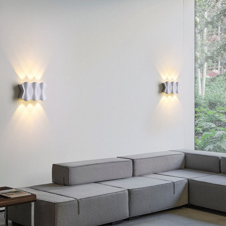 Moderne Einfachheit Rechteck Welle Aluminium LED Außenwandleuchte Lampe Für Außenpatio