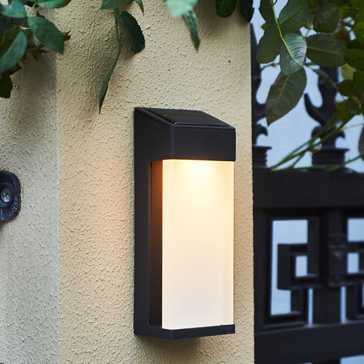 Solar Square Frosted Glass Wasserdicht Außen LED Wandleuchte Lampe