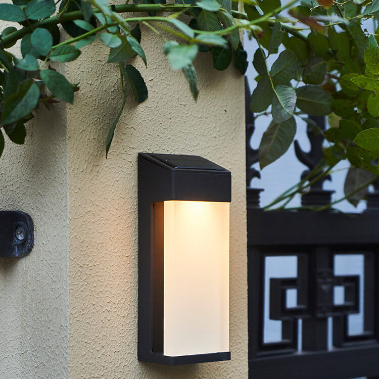 Solar Square Frosted Glass Wasserdicht Außen LED Wandleuchte Lampe