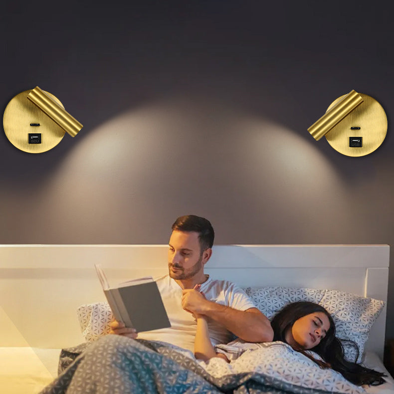 Moderner minimalistischer drehbarer Zylinder Aluminium Eisen LED Wandleuchte Lampen für Wohnzimmer