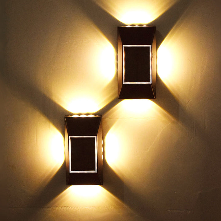 Moderne Einfachheit Solar Sensor Rechteck ABS Kunststoff LED Außen Wand Sconce Lampe Für Garten