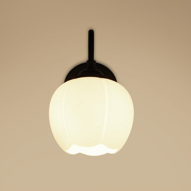 Modern Minimalist Floral Eisen Glas 1-Licht Wandlampe Für Schlafzimmer