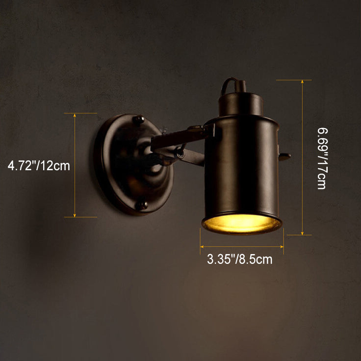 Traditionelle Vintage Zylinder Eisen 1-Licht Wand Sconce Lampe für Schlafzimmer